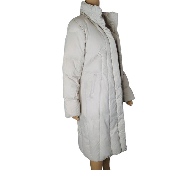 Calvin Klein Beige Performance Women's Puffer Coat Jacket Rollaway Hood Size Med - Picture 3 of 12